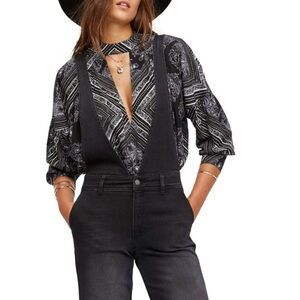 Free People Floral Tunic Blouse women's Large